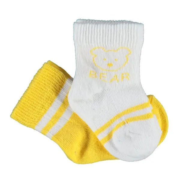 Bibaby Organik Çorap Soket 2li Bear Sarı