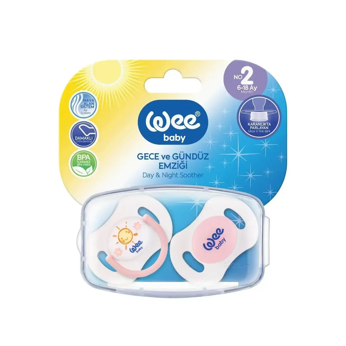 Wee Baby Gece ve Gündüz Silikon Emzik 2li 6+ Ay