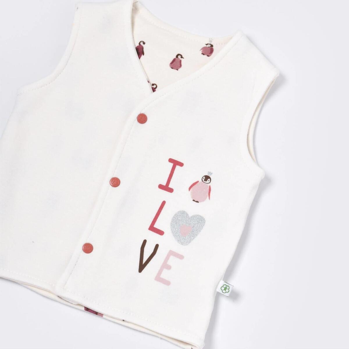 Bibaby Organik Yelek Penye Little Love Rose Dry