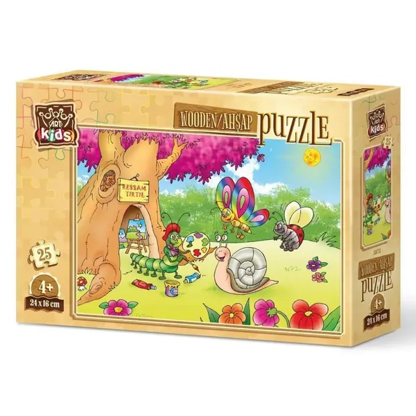 Art Kids Ressam Tırtıl Ahşap Puzzle 25 Parça