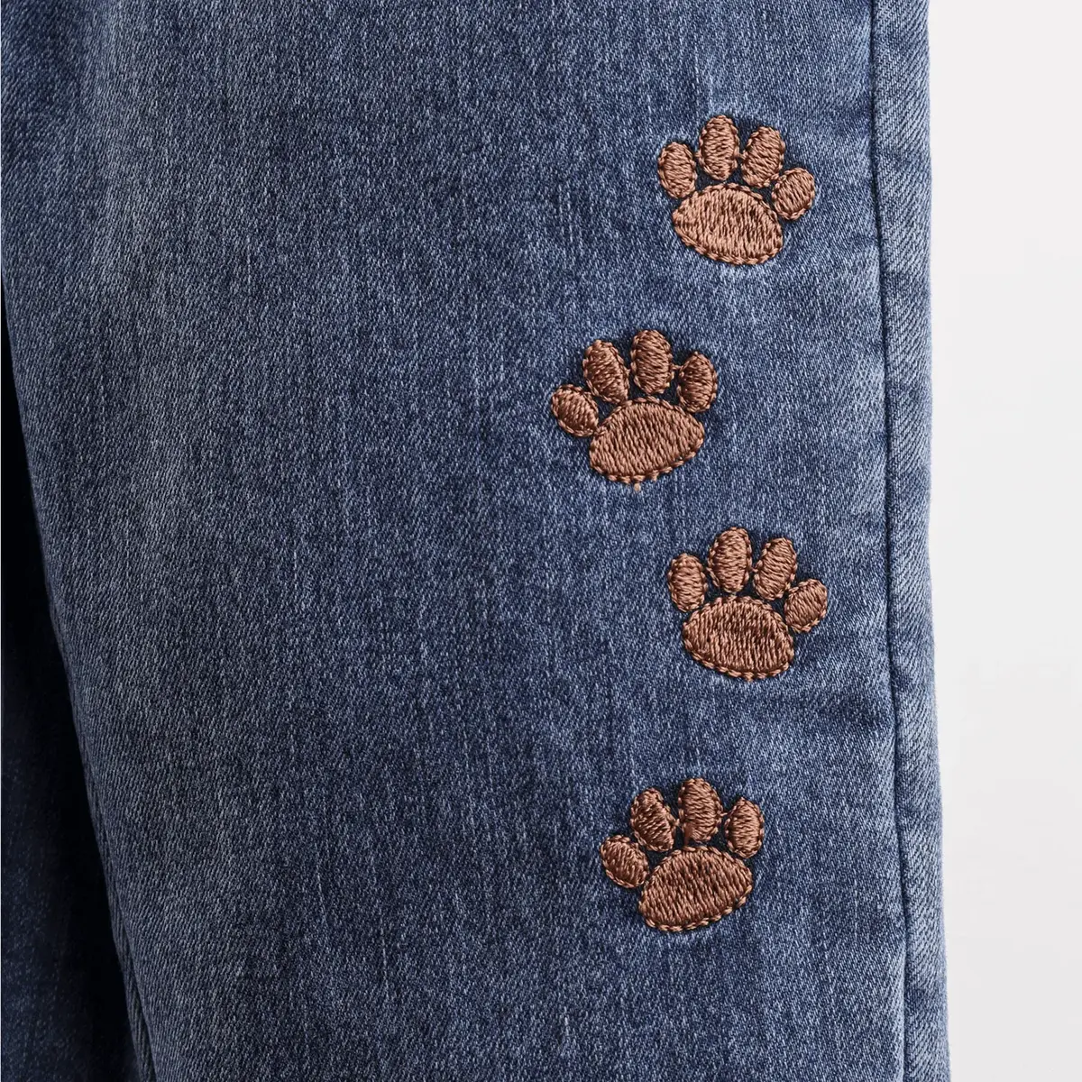 Overdo Salopet Aslan Nakışlı Kot Mavi Denim