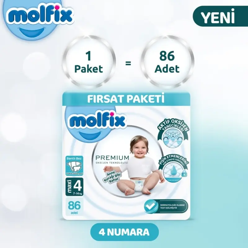 Molfix Premium Bebek Bezi 4 Beden Maxi 86lı Ultra Fırsat Paketi