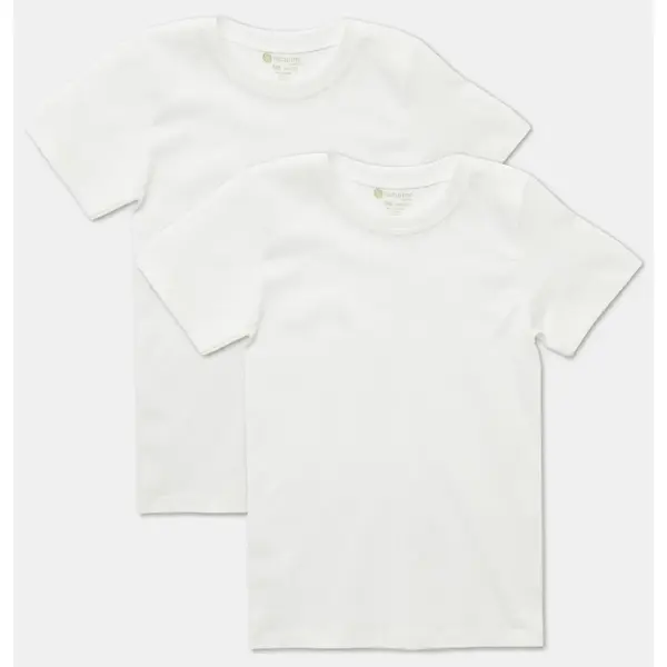 Natuline Organik T-Shirt Penye 2li Beyaz