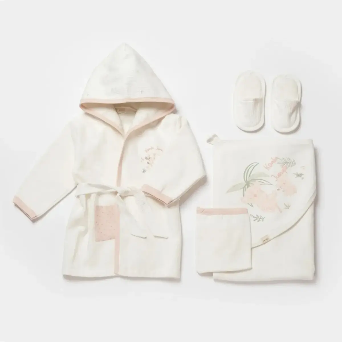 Bibaby Organik Bornoz Takımı Koala Jungle Pembe