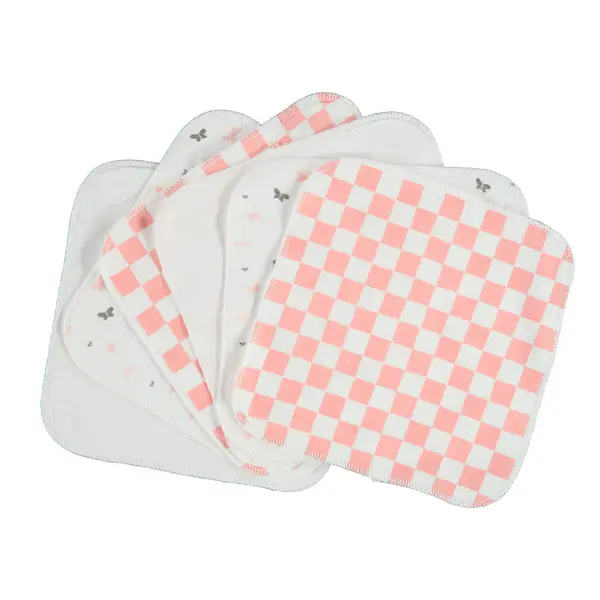 Bibaby Organik Mendil 6lı Penye Desenli Pembe