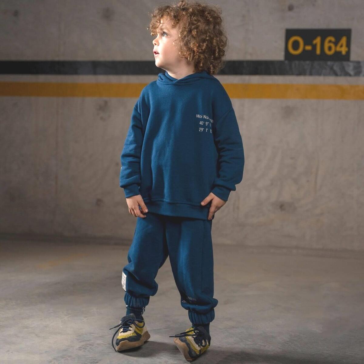 Moi Noi 2li Takım Kapüşonlu Basic Koyu Mavi