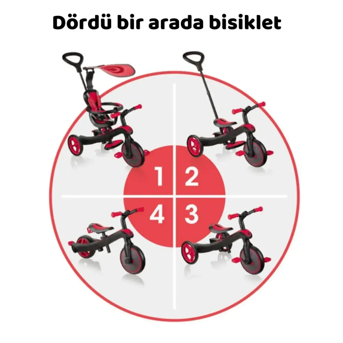 Globber Explorer 4in1 Bisiklet Kırmızı