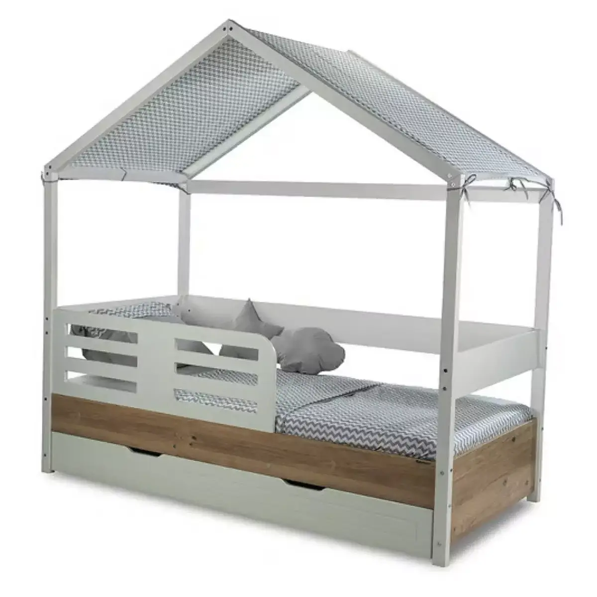 Babyhope Santana Montessori Çatılı Karyola 90x190 Meşe