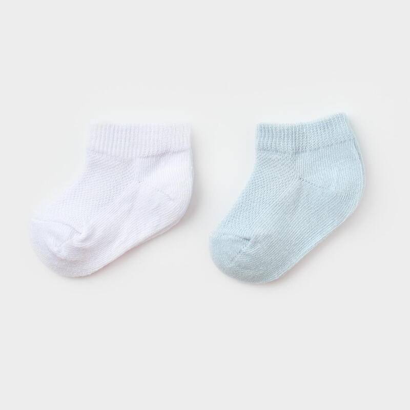 Bibaby Organik Çorap Soket 2li Summer Mavi - Beyaz