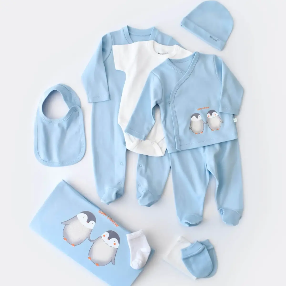 Bibaby Organik Hastane Çıkışı 10lu Hello New Penguins Mavi