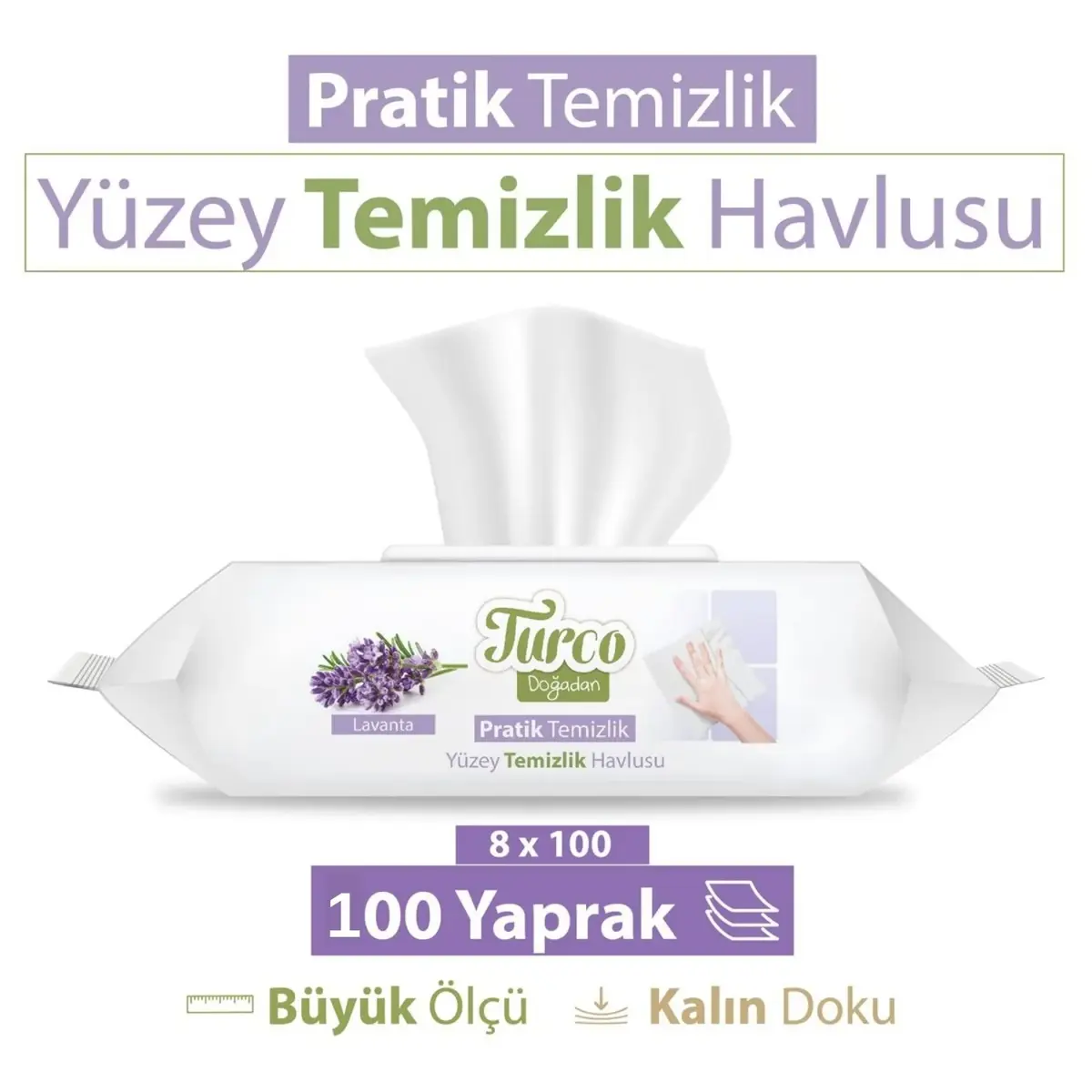 Baby Turco Doğadan Yüzey Temizlik Havlusu Lavanta 100lü
