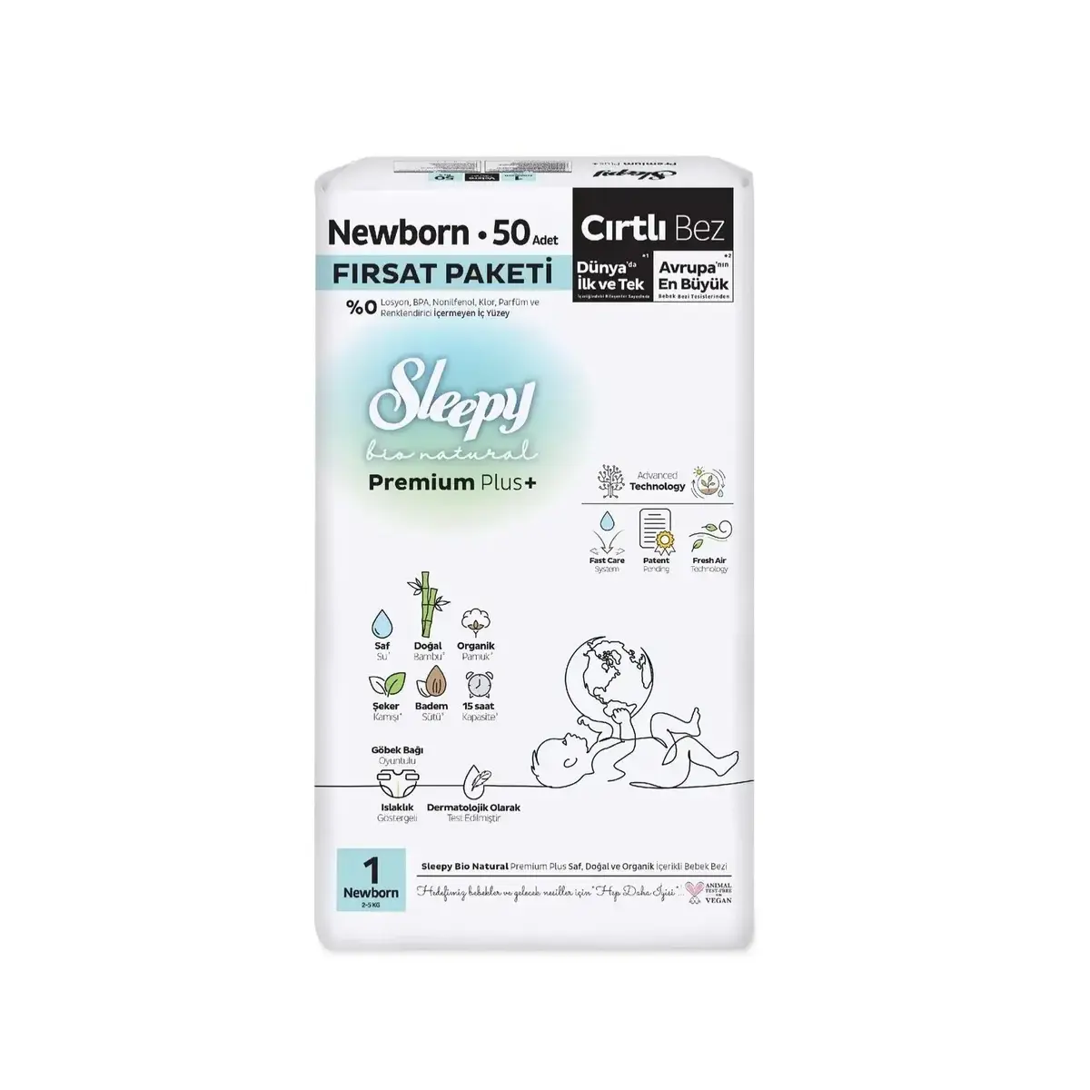 Sleepy Bebek Bezi Bio Natural Yenidoğan 100lü Gross Paket