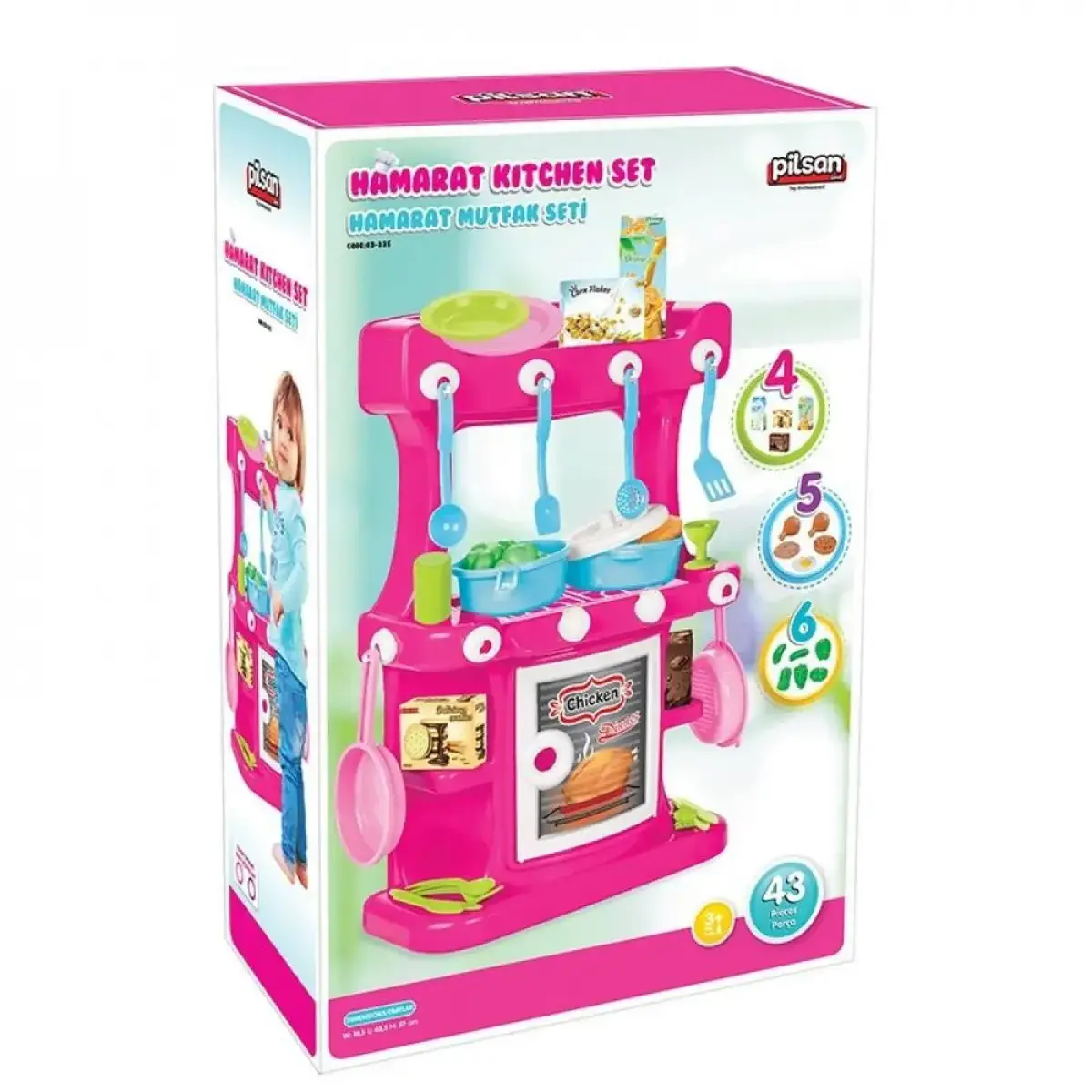 Pilsan Hamarat Mutfak Seti Ayaklı Pembe 