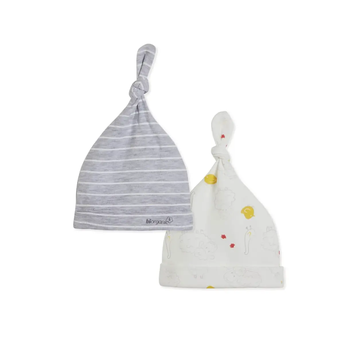 Bibaby Organik Şapka 2li Moons Live Sarı - Gri Melanj