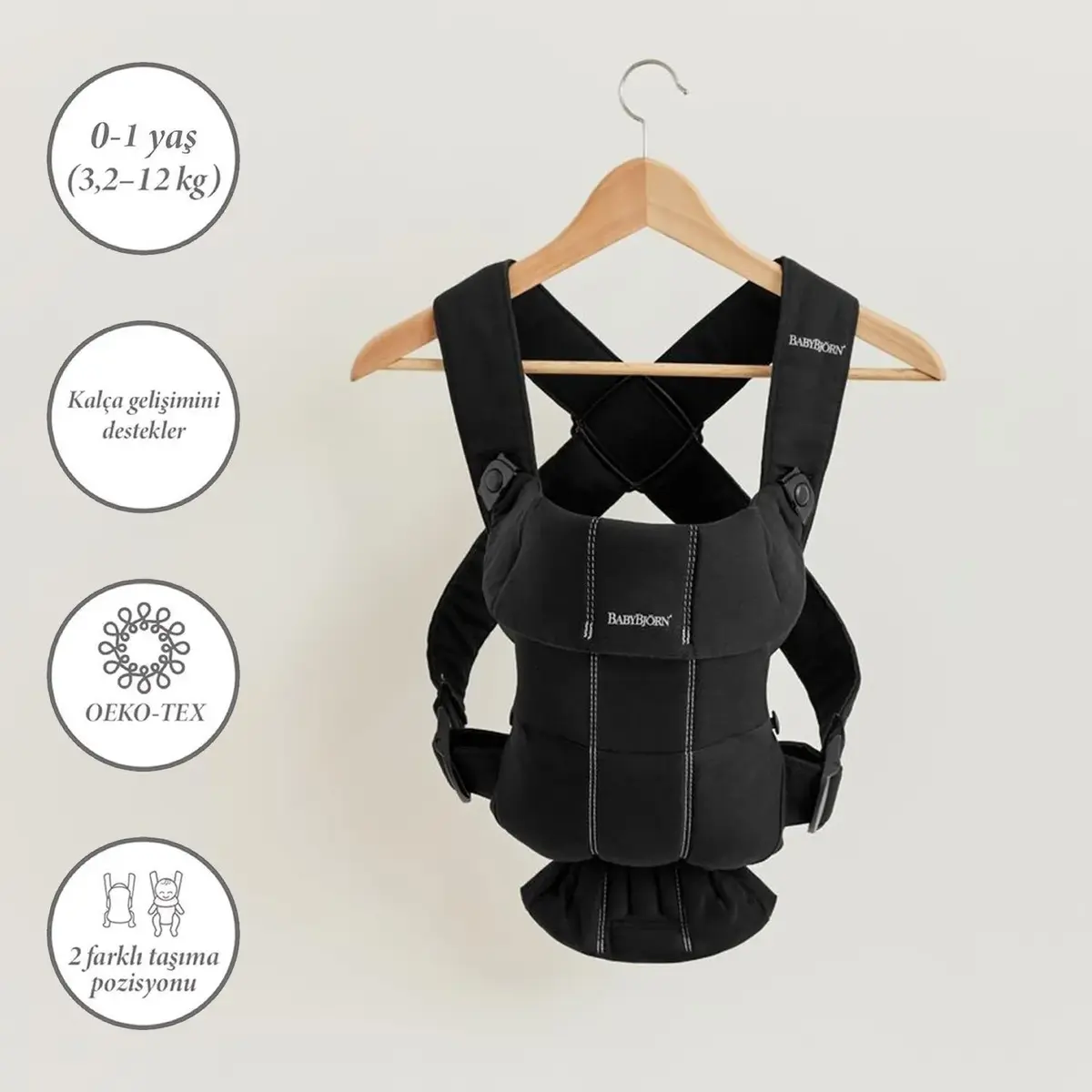 Babybjörn Kanguru Mini 3D Cotton Woven Black
