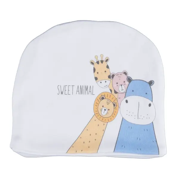 Bibaby Organik Şapka Animals Ekru
