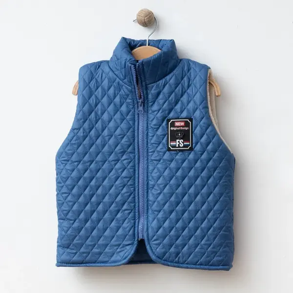 Bebolly Yelek Baklava Desenli İndigo