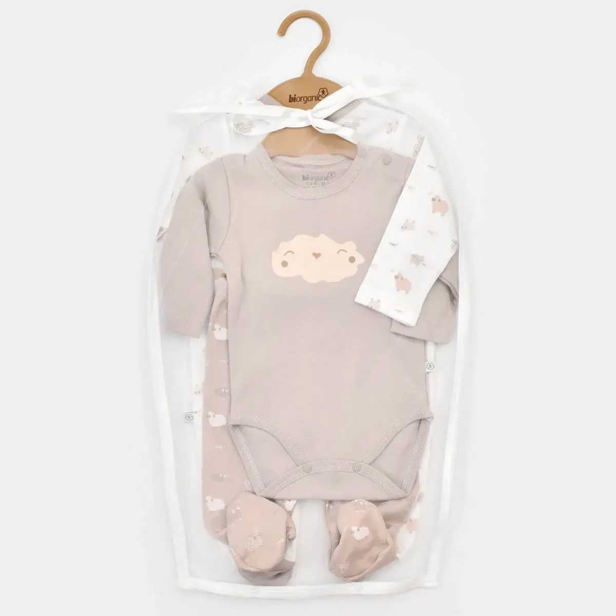 Bibaby Organik Tulum Takımı Tüllü Curly Sheep Bej