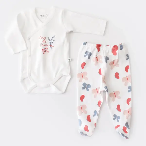 Bibaby Organik Zıbın Takımı Wild Flowers Coral