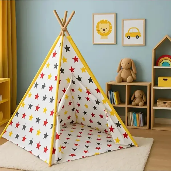 Ahşap Kızılderili Oyun Çadırı Stars