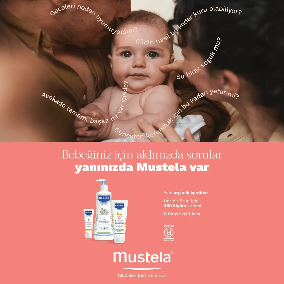Mustela Gentle Avokado Papatya Özlü Bebek Şampuanı 500 ml x 2 Adet