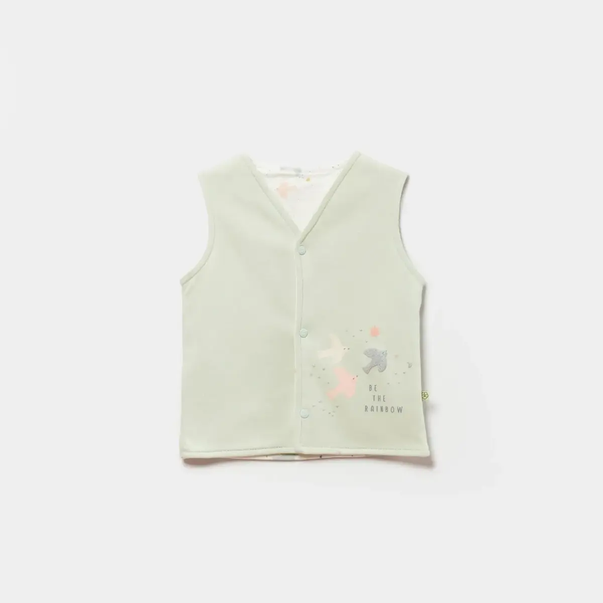 Bibaby Organik Yelek Tiny Birds Ekru - Yeşil