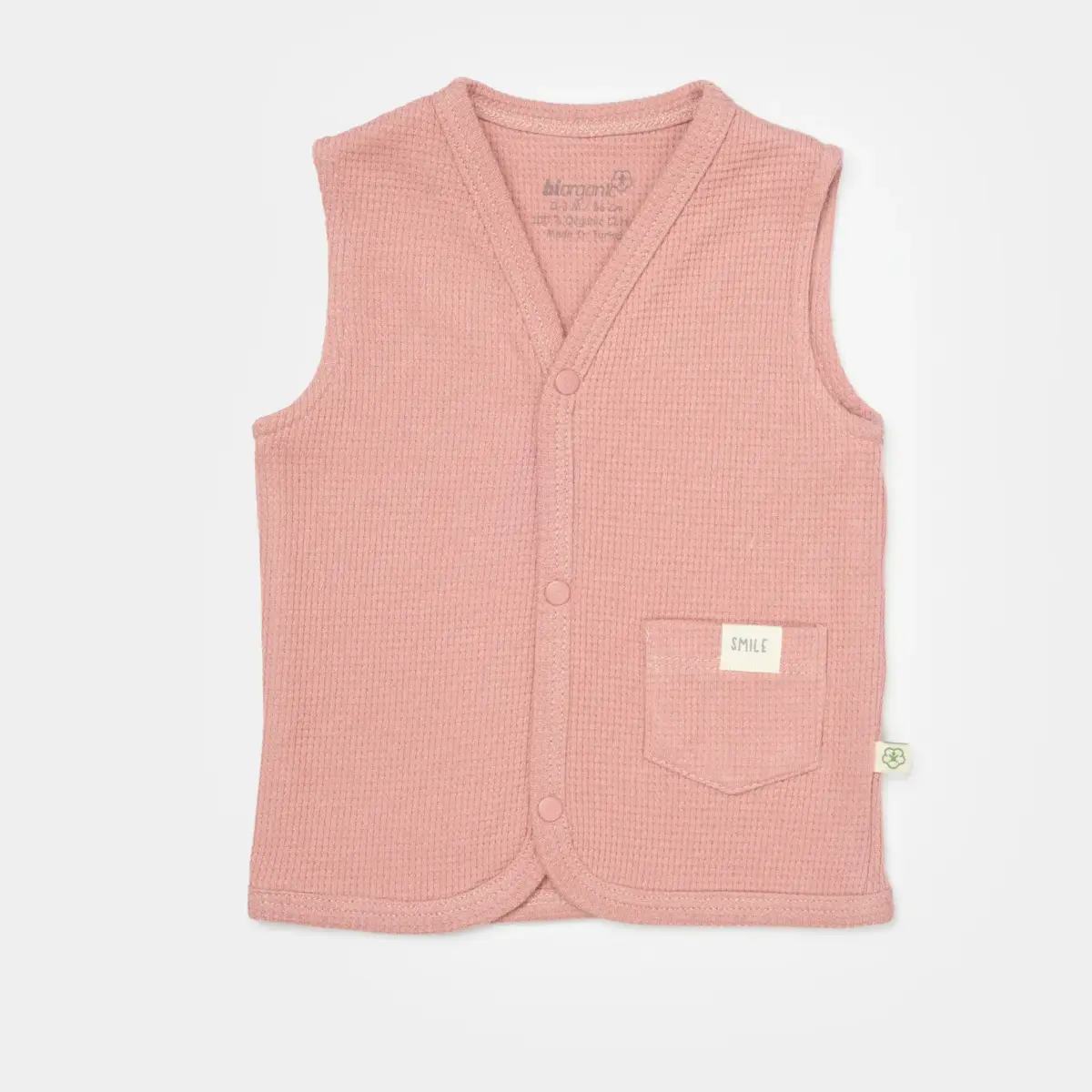 Bibaby Organik Yelek Waffle Smile Kırmızı - Kahverengi Bibaby Organik Yelek Waffle Smile Kırmızı - Kahverengi