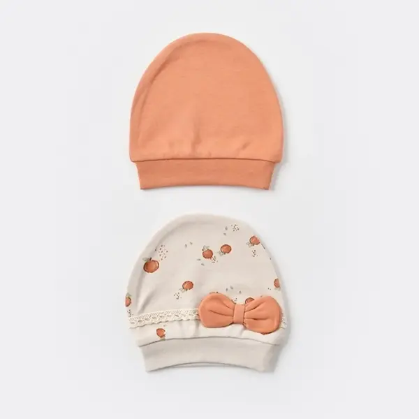 Bibaby Organik Şapka 2li Summer Fruit Light Cream Caramel