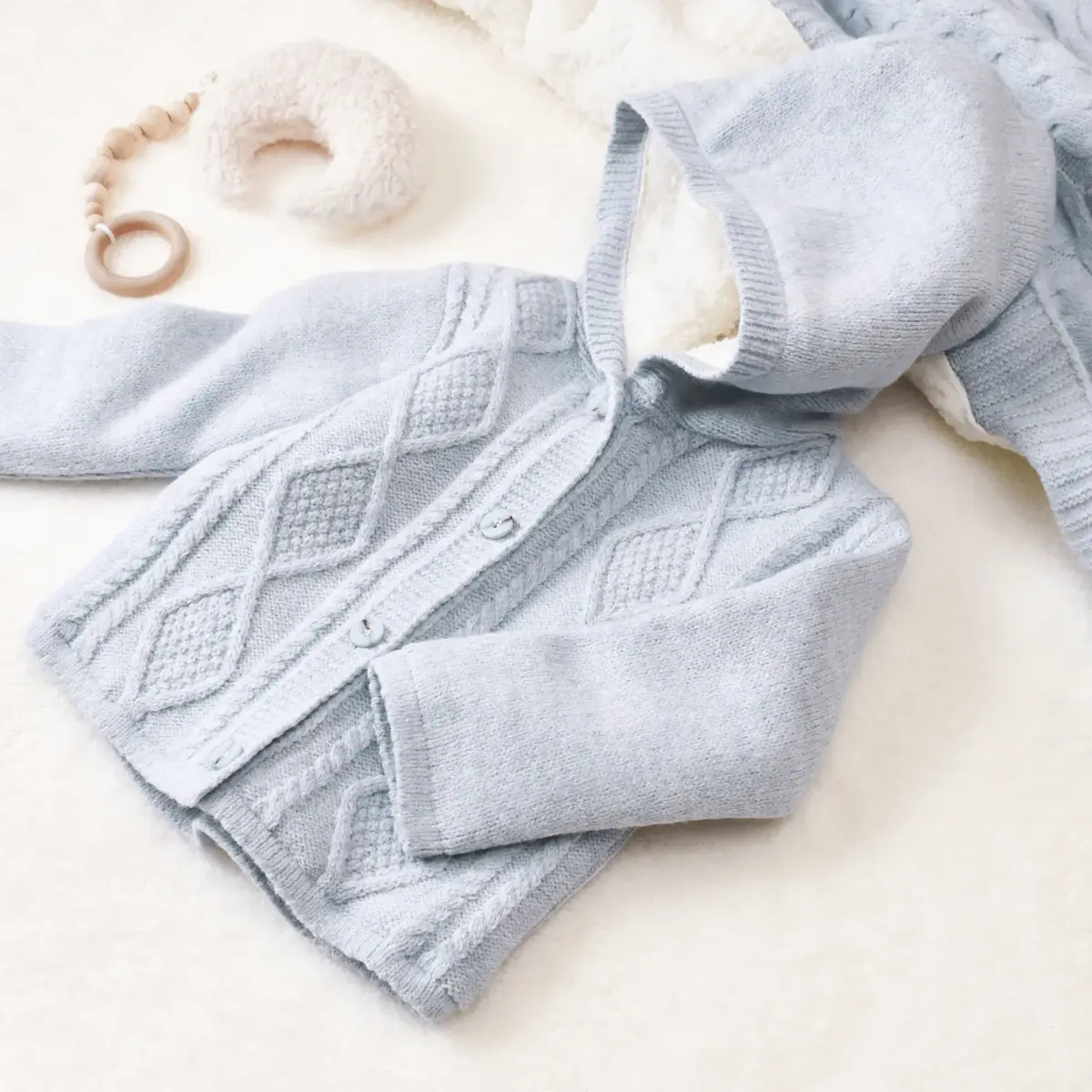 Bibaby Hırka Triko Desenli Welsoftlu Mavi