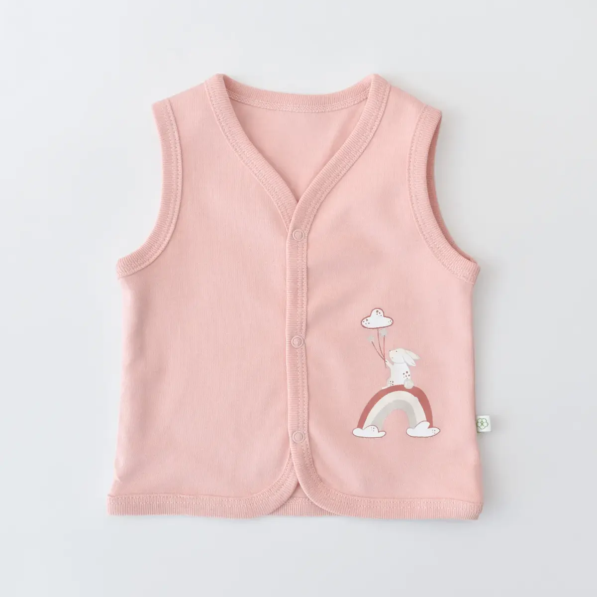 Bibaby Organik Yelek Live Color Rabbit Somon