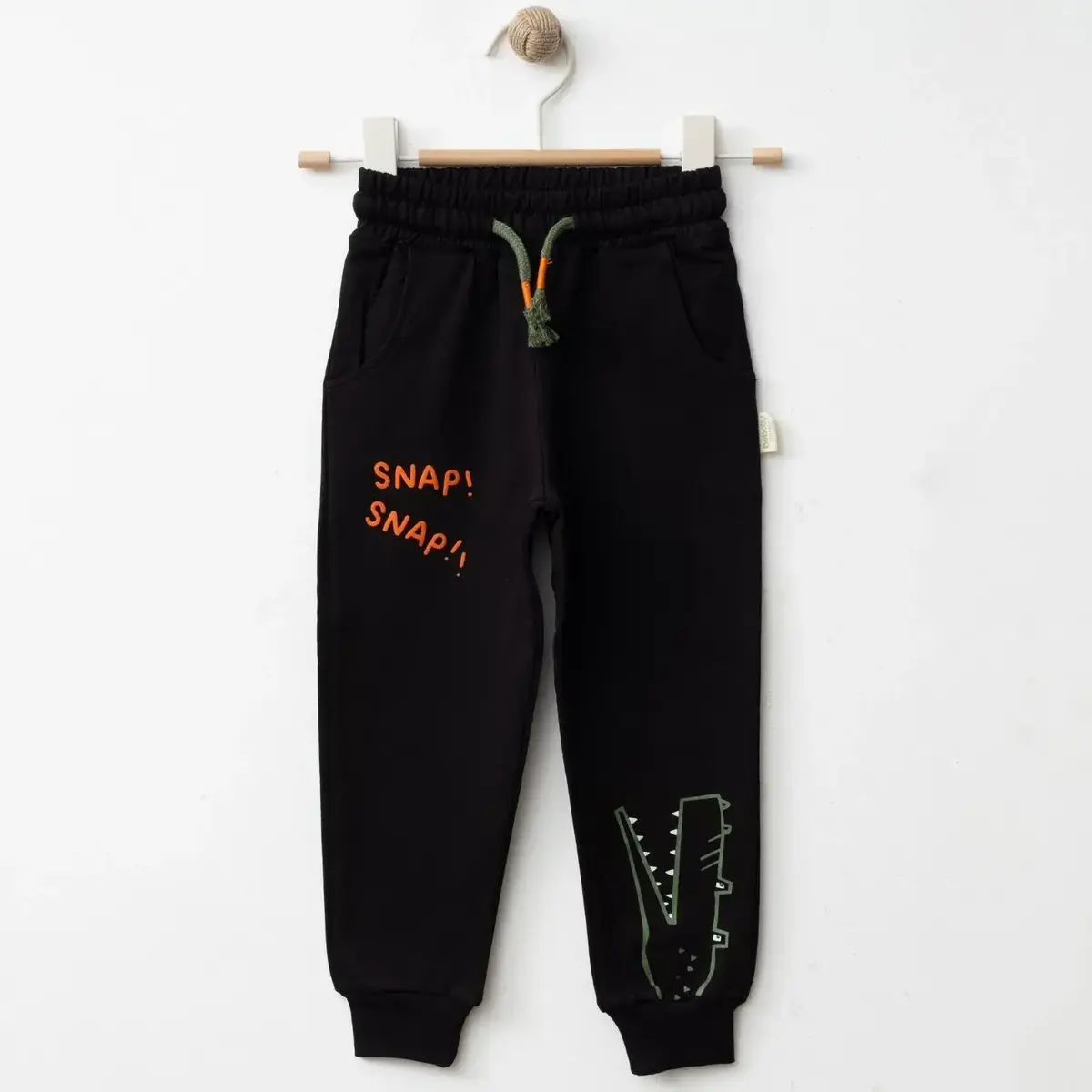 Bebolly Eşofman Altı Snap Baskılı Siyah