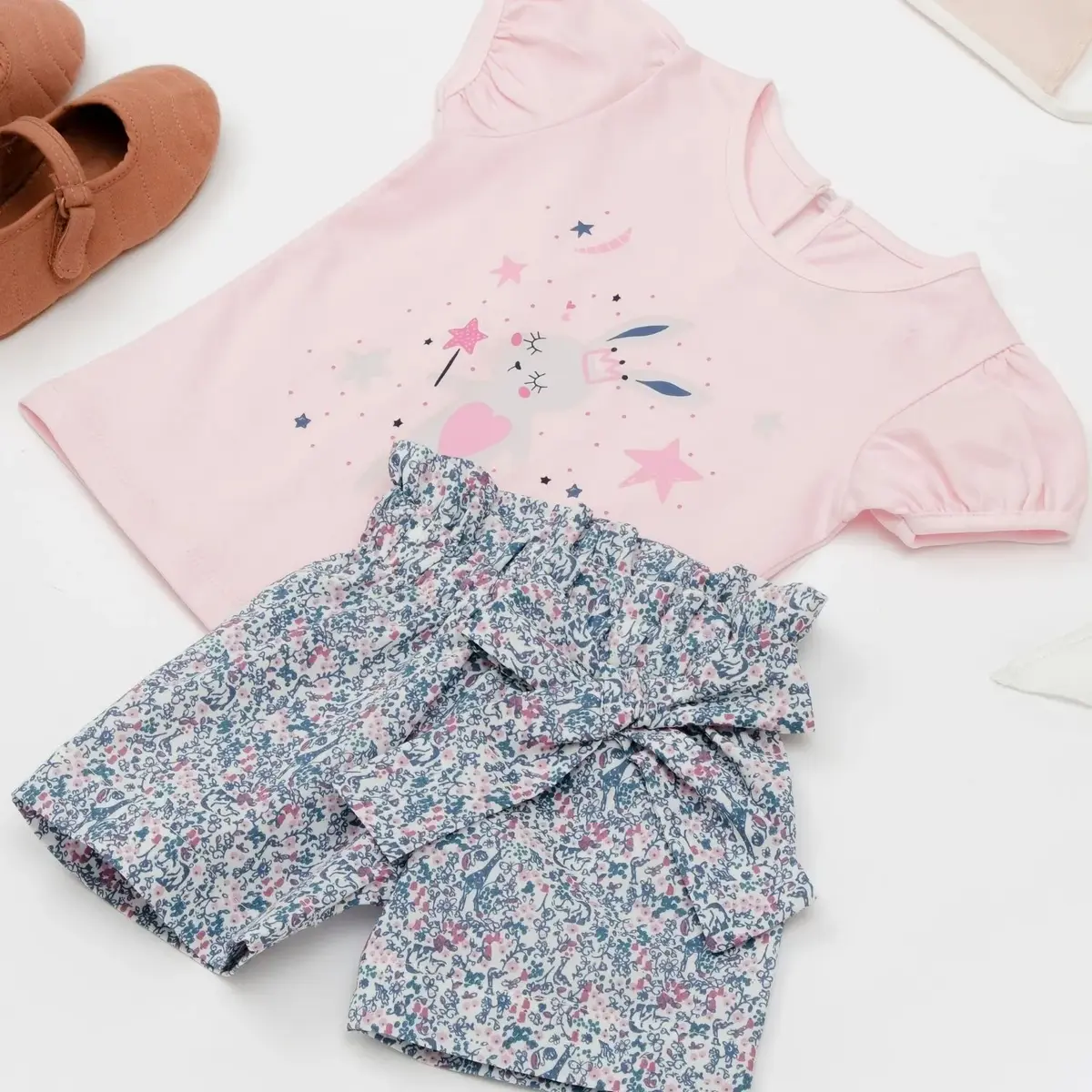 Bibaby 2li Takım Şortlu Cute Magic Bunny Pembe