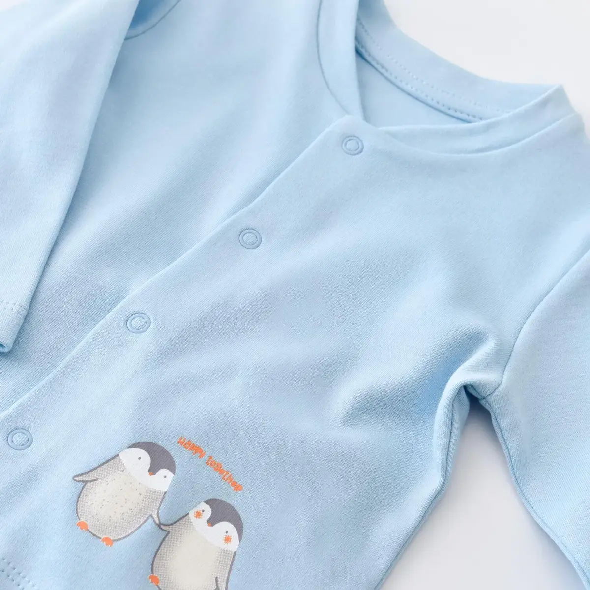 Bibaby Organik Pijama Takımı Hello New Penguins Mavi