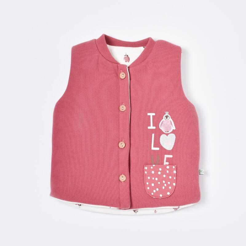 Bibaby Organik Yelek Little Love Rose Dry