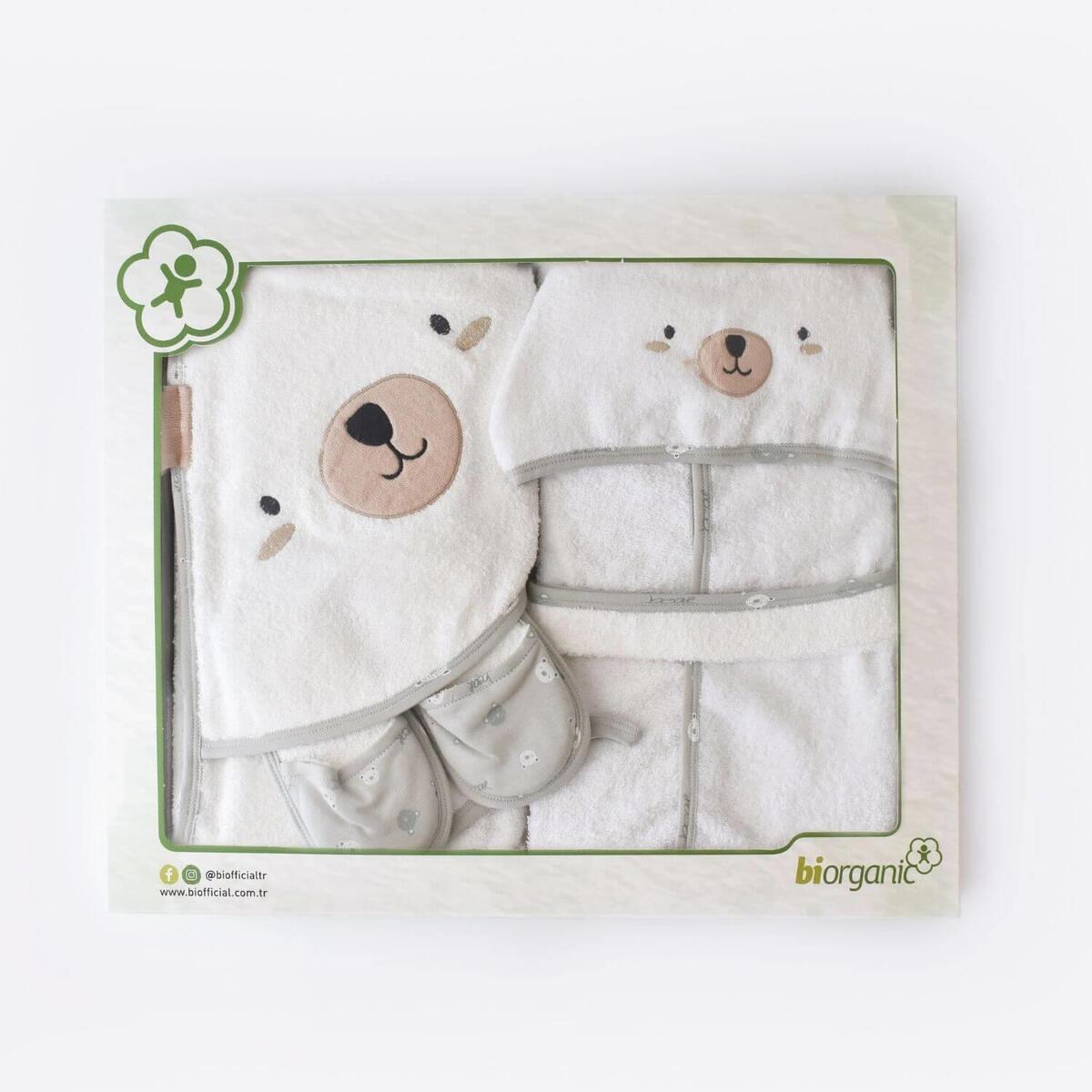 Bibaby Organik Bornoz Takımı Kutulu Hug Me Bear Yeşil