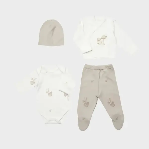 Bibaby Organik Zıbın Takımı 4lü Sweet Lady Açık Bej