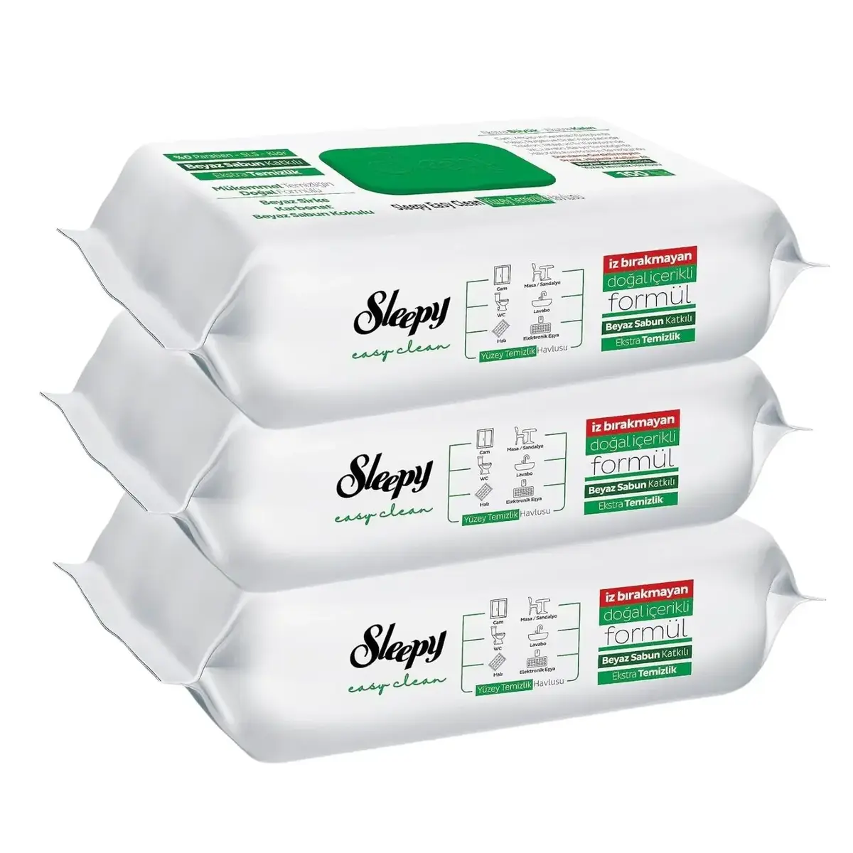 Sleepy Yüzey Temizlik Havlusu Beyaz Sabun 100lü x3
