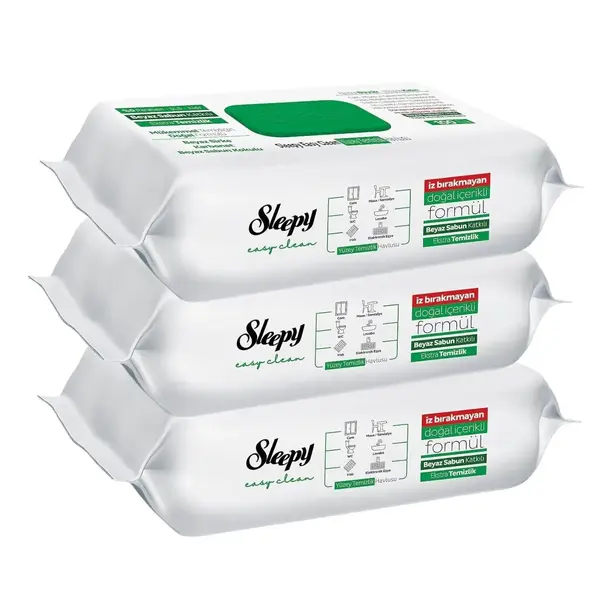 Sleepy Yüzey Temizlik Havlusu Beyaz Sabun 100lü x3