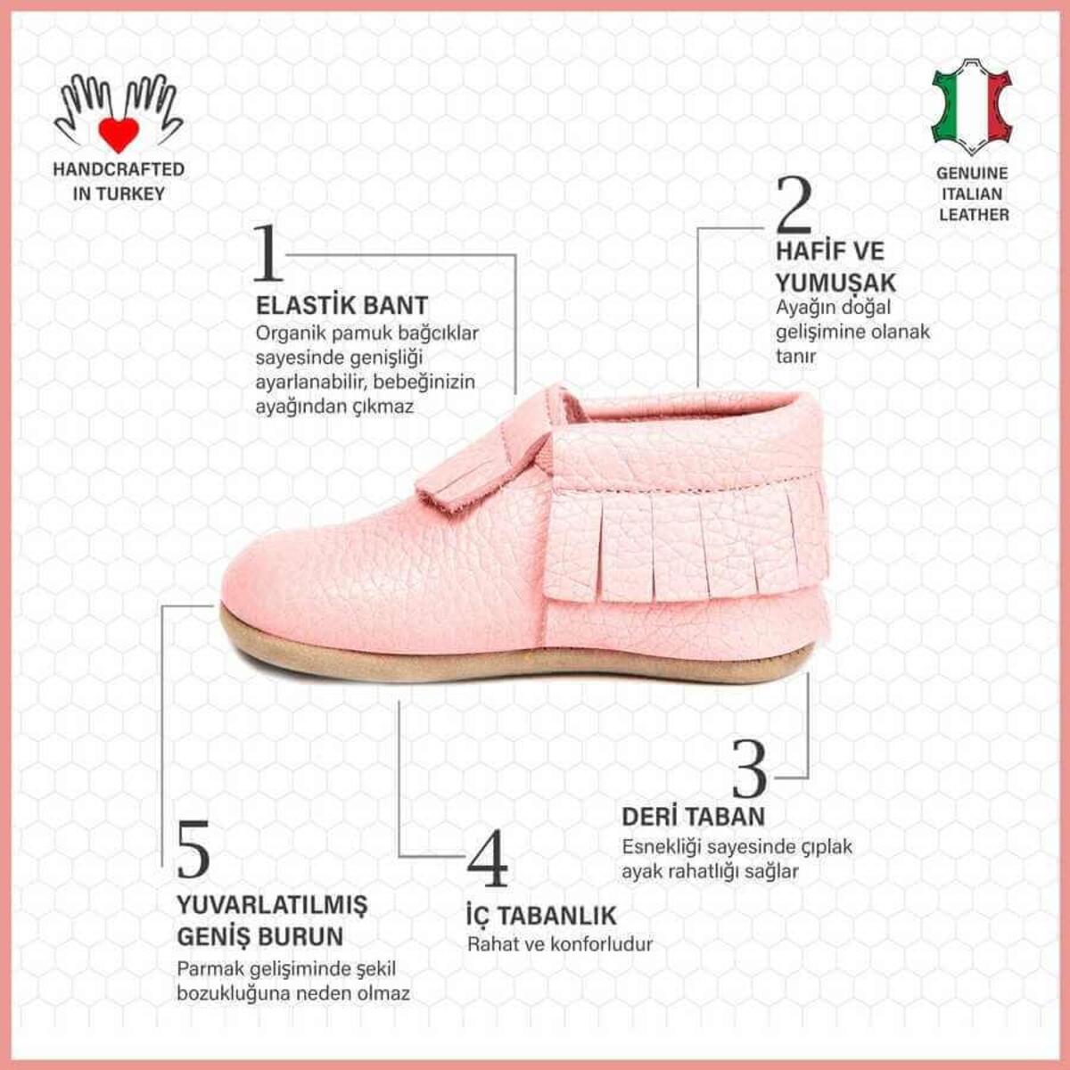 Ella Bonna Bebek Ayakkabısı Hakiki Deri Pembe