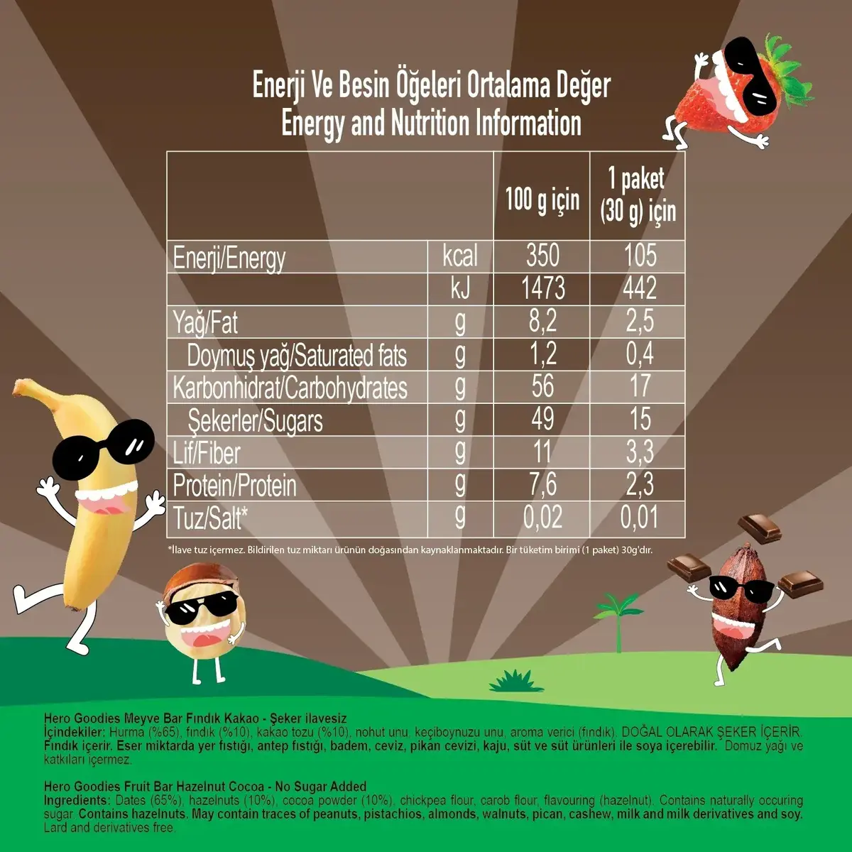 Hero Baby Goodies Meyve Barı Fındık Kakao 30 gr