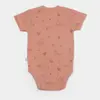 Bibaby Organik Body Kısa Kol Waffle Deer And Bird Ekru - Rose