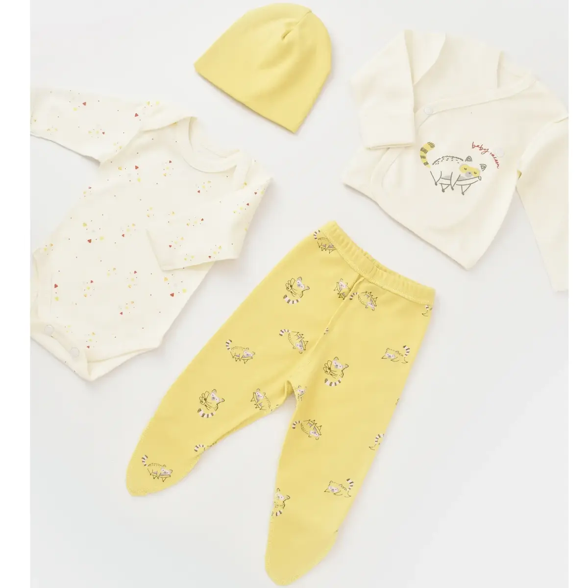 Bibaby Organik Zıbın Takımı Baby Racoon Prematüre Lemon Grass Vanilla Ice