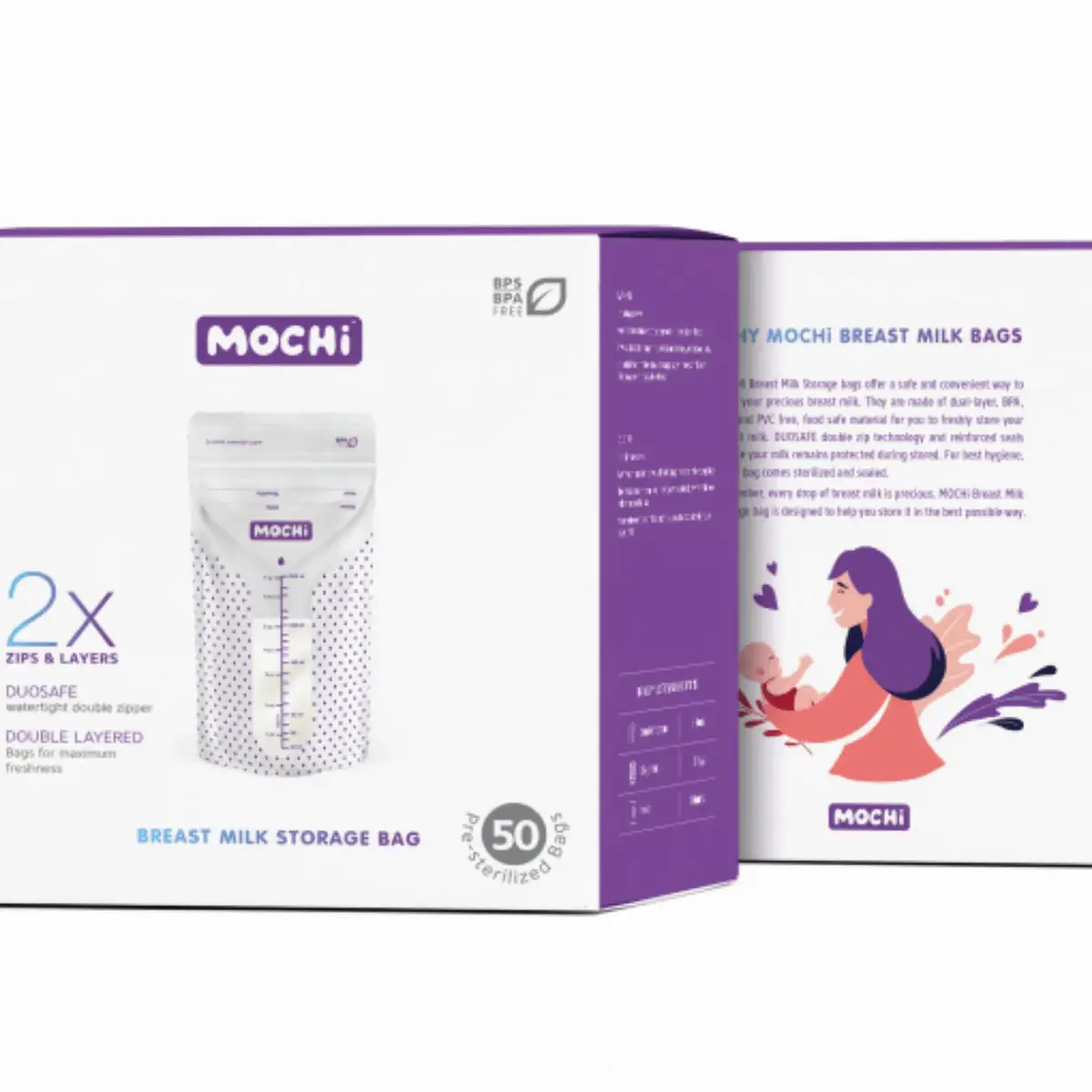 Mochi Anne Sütü Saklama Poşeti 200 ml 50li x 2 Adet