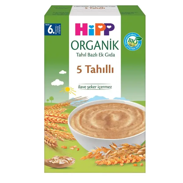 Hipp Kaşık Mamaları Organik Tahıl Bazlı Ek Gıda 5 Tahıllı 200 gr