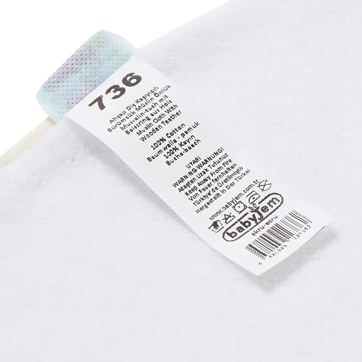 Babyjem Ahşap Diş Kaşıyıcılı Bürümcük Müslin Önlük Ekru