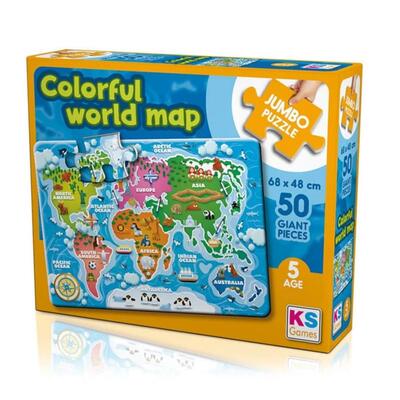 KS Games Colorful World Map Jumbo Puzzle 12 Parça