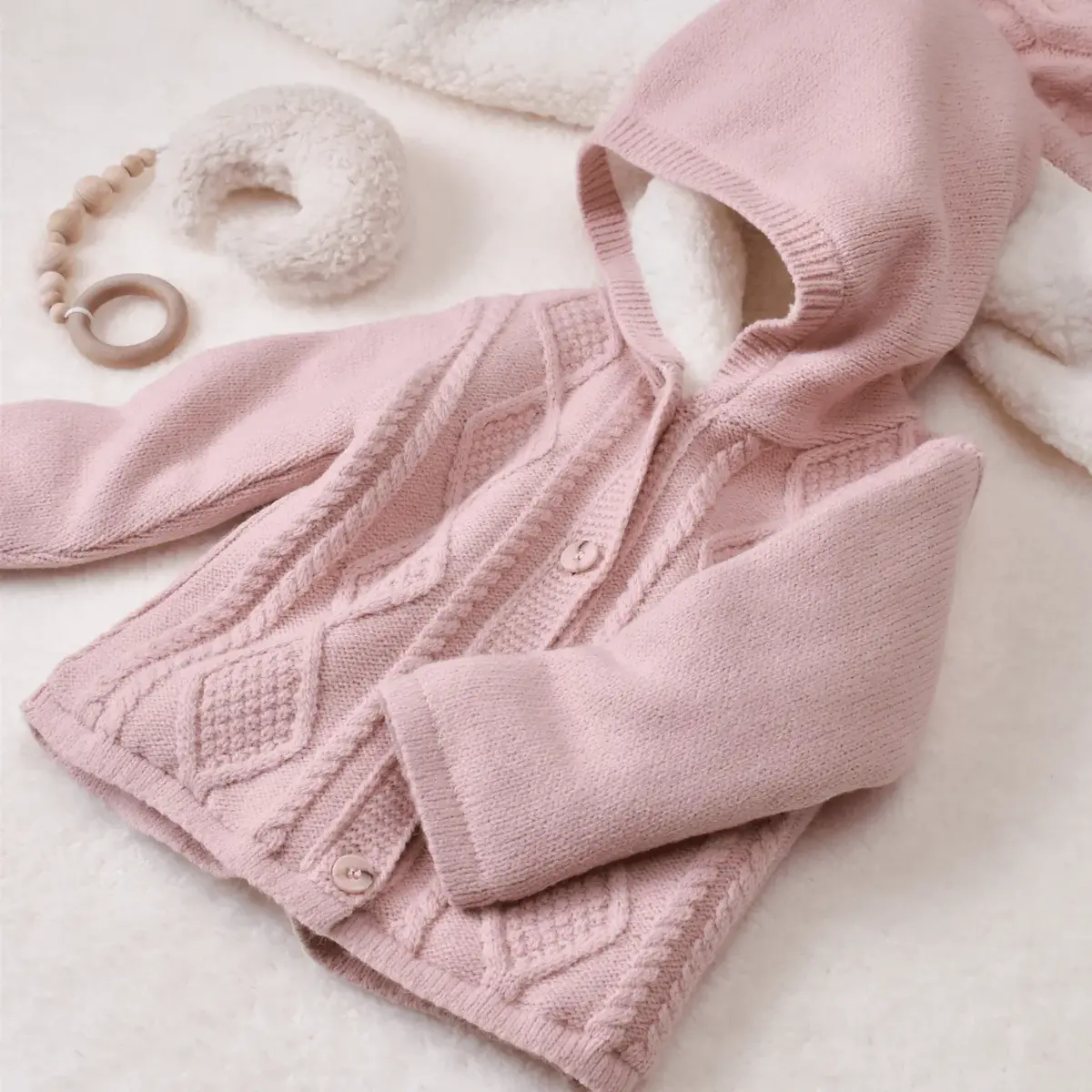 Bibaby Hırka Triko Desenli Welsoftlu Pembe