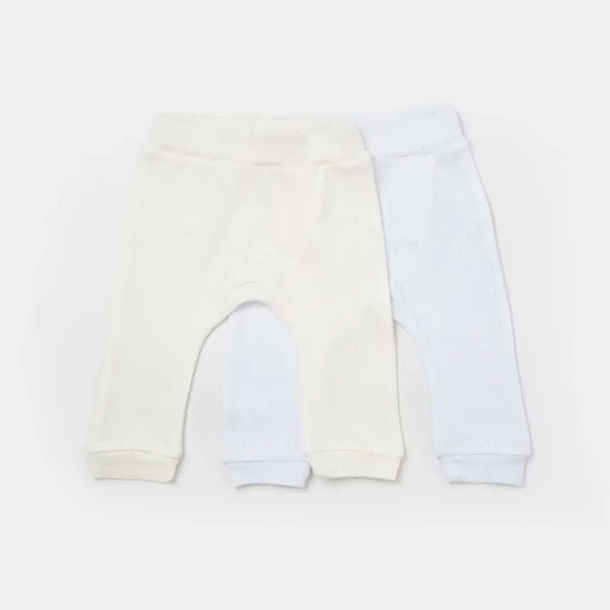 Bibaby Pantolon Patiksiz 2li Jakarlı Beyaz - Ekru Bibaby Pantolon Patiksiz 2li Jakarlı Beyaz - Ekru