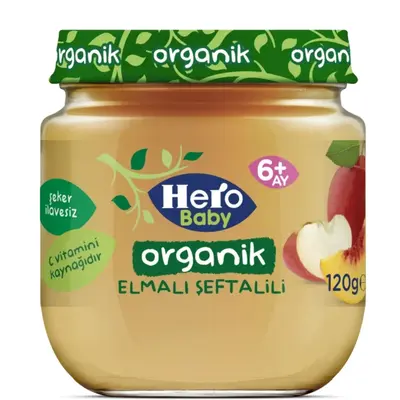 Hero Baby Organik Elma Şeftali Püresi 120 Gr