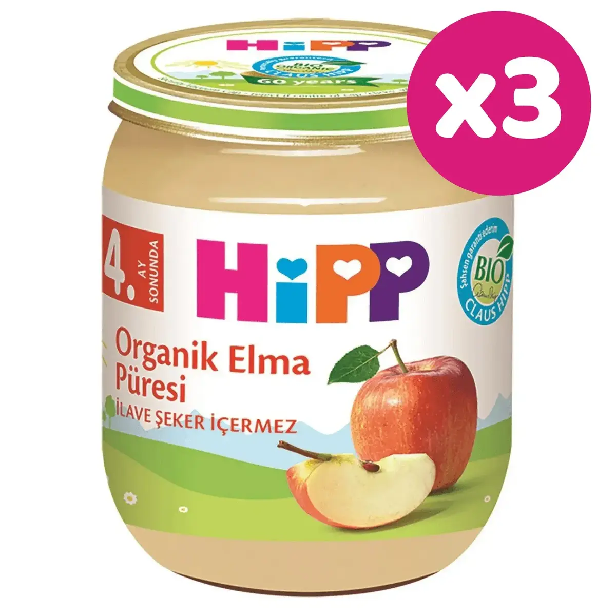 Hipp Organik Elma Püresi 125 gr x3